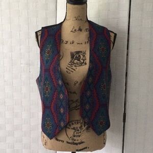 Ann Loy Original Vest Beautiful colors green red and lavender size M NWOT #379